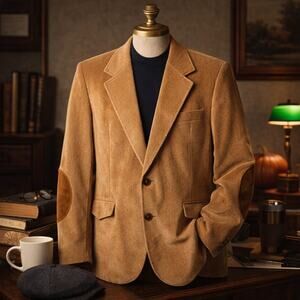 Vintage 70s Pioneer Wear Tan Corduroy Blazer Men’s Large Elbow Patches USA